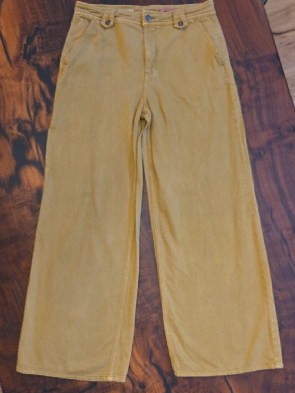 Anthropologie Mustard Yellow Boot-Cut Wide-Leg Pants